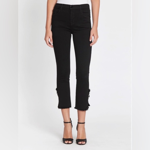 J Brand Denim - J Brand Ruby High Rise Black Denim Fringe Raw Hem Crop Fateful Women’s Size 27